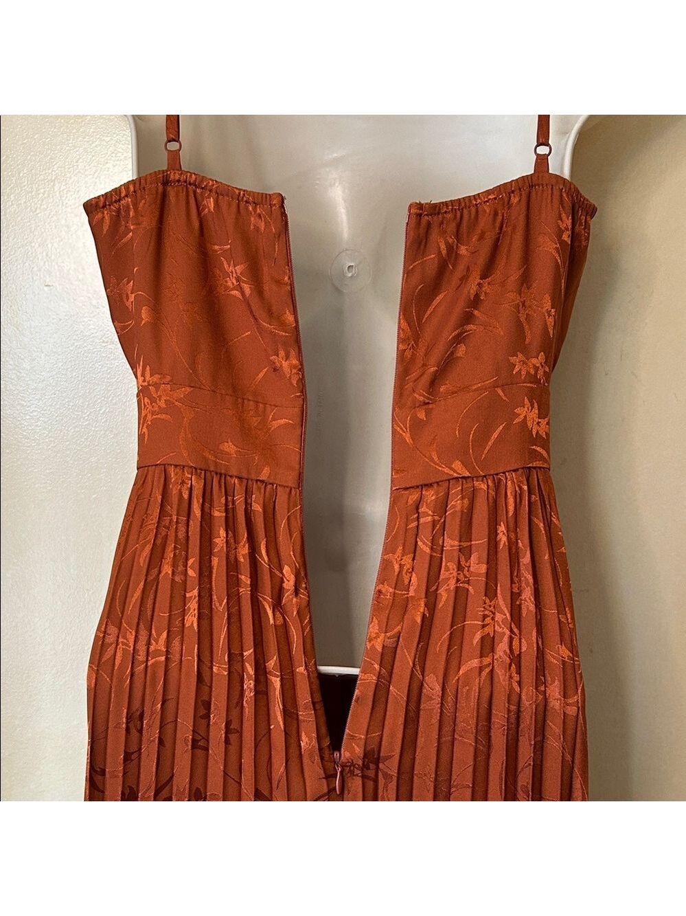 Lulu's Regal Rust Pleated Midi Dress size XS - Picture 11 of 13